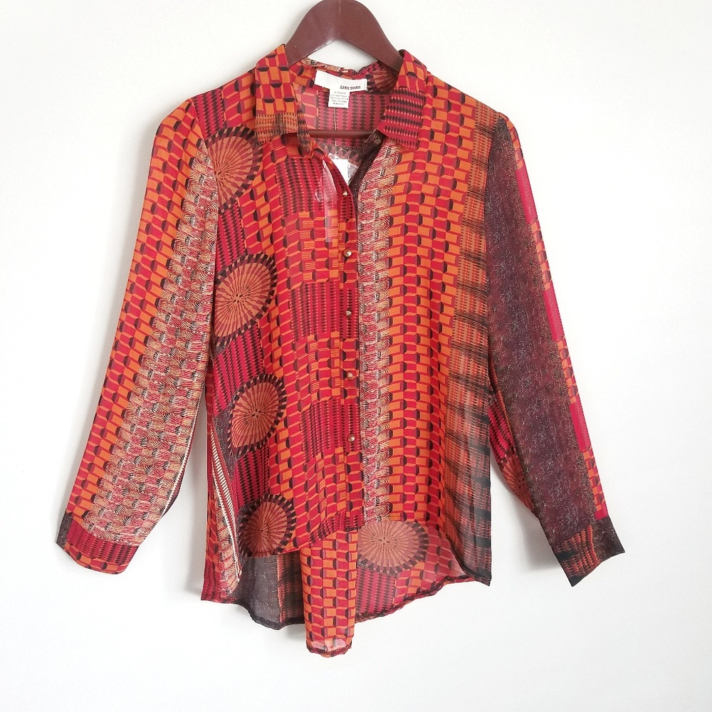 Sans Souci Silky Long Sleeve Blouse Size Medium